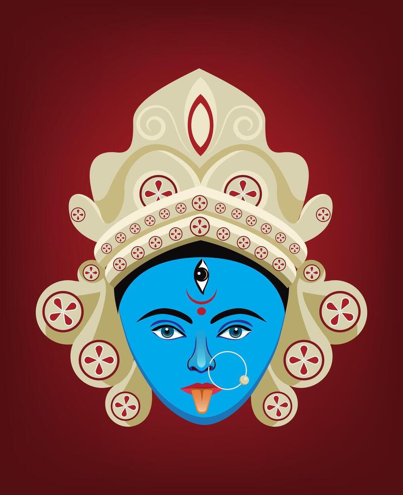 kali goddess face isolated vector