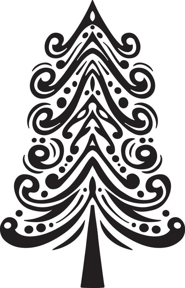 hand drawn christmas tree doodle vector illustration