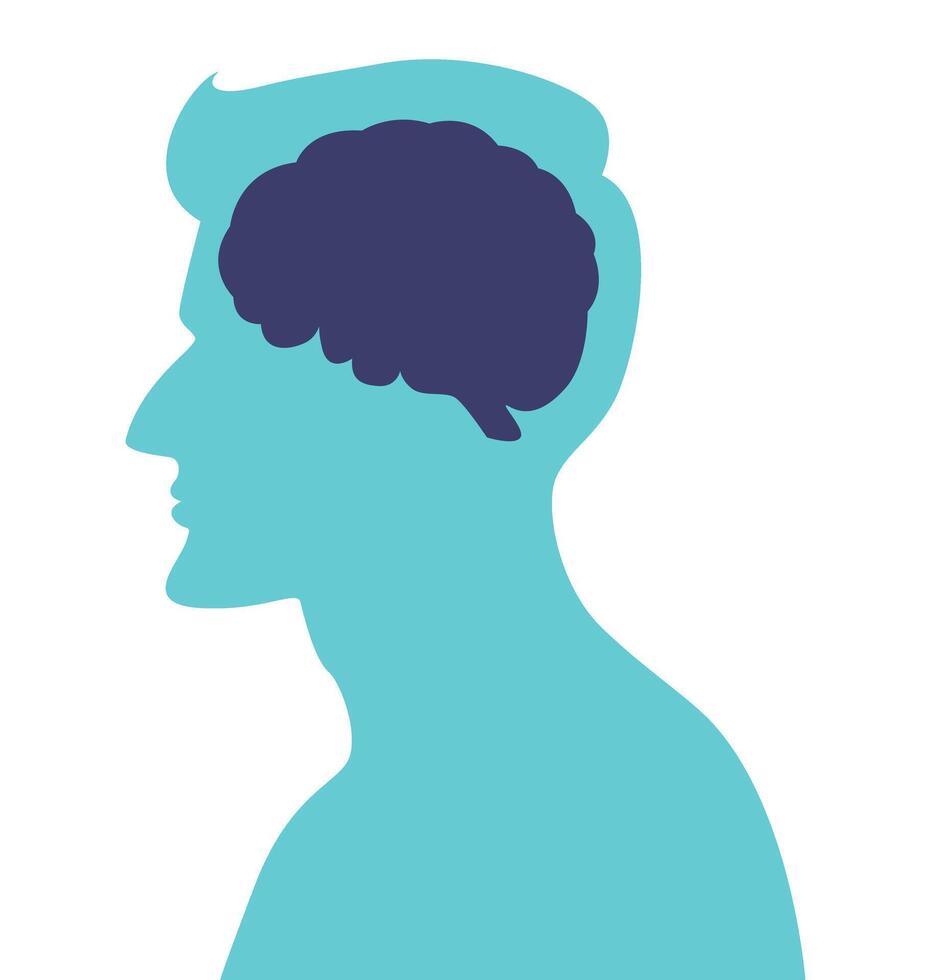 man and brain side view vector