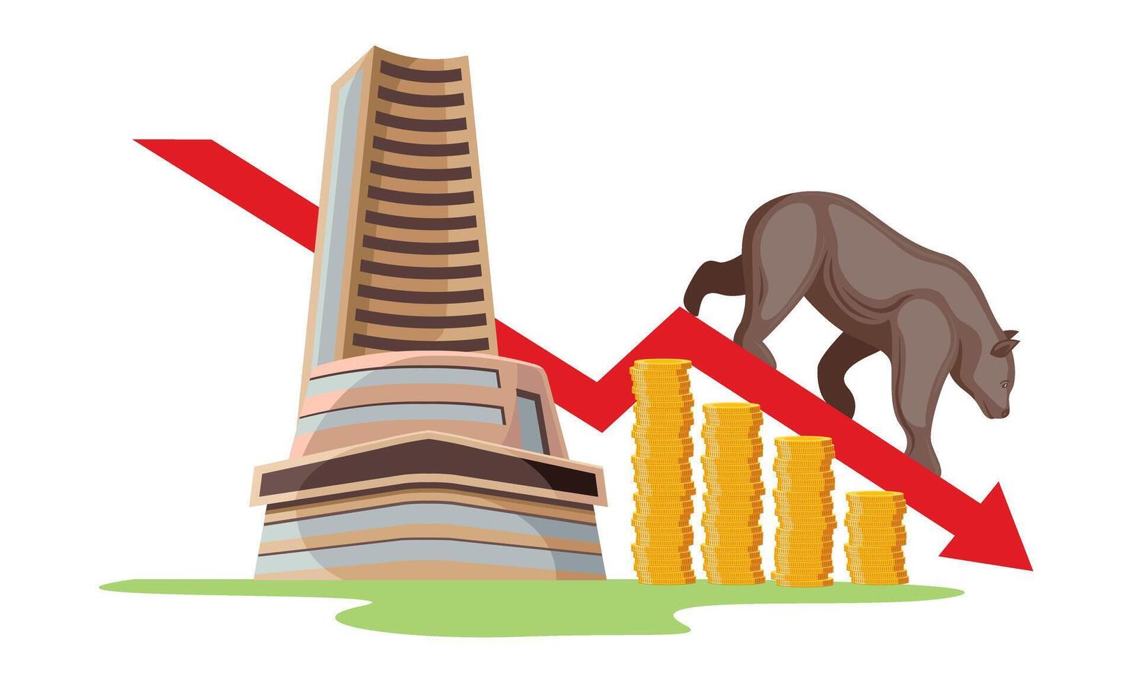 bombay stock exchange bear market fall vector