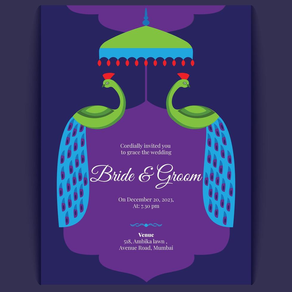 indian wedding card design, wedding invitation template vector