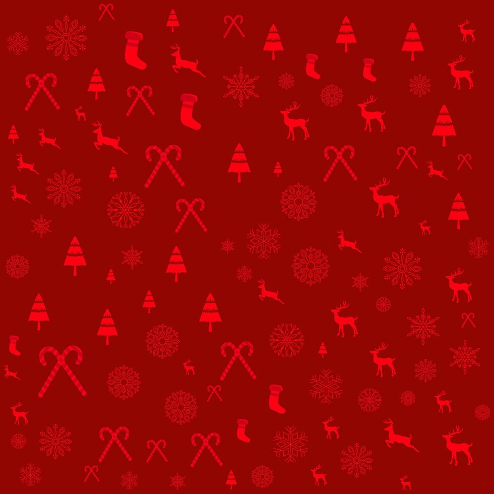 decorative red christmas background with christmas elements vector