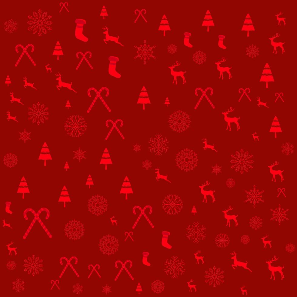 decorative red christmas background with christmas elements vector