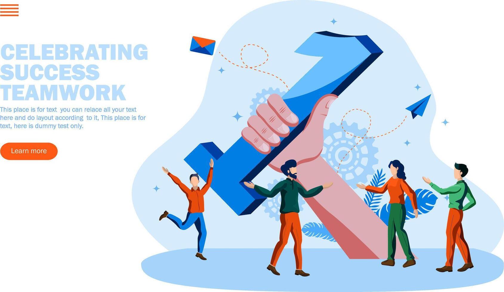 people celebrating with hand with number 1 concept vector illustration