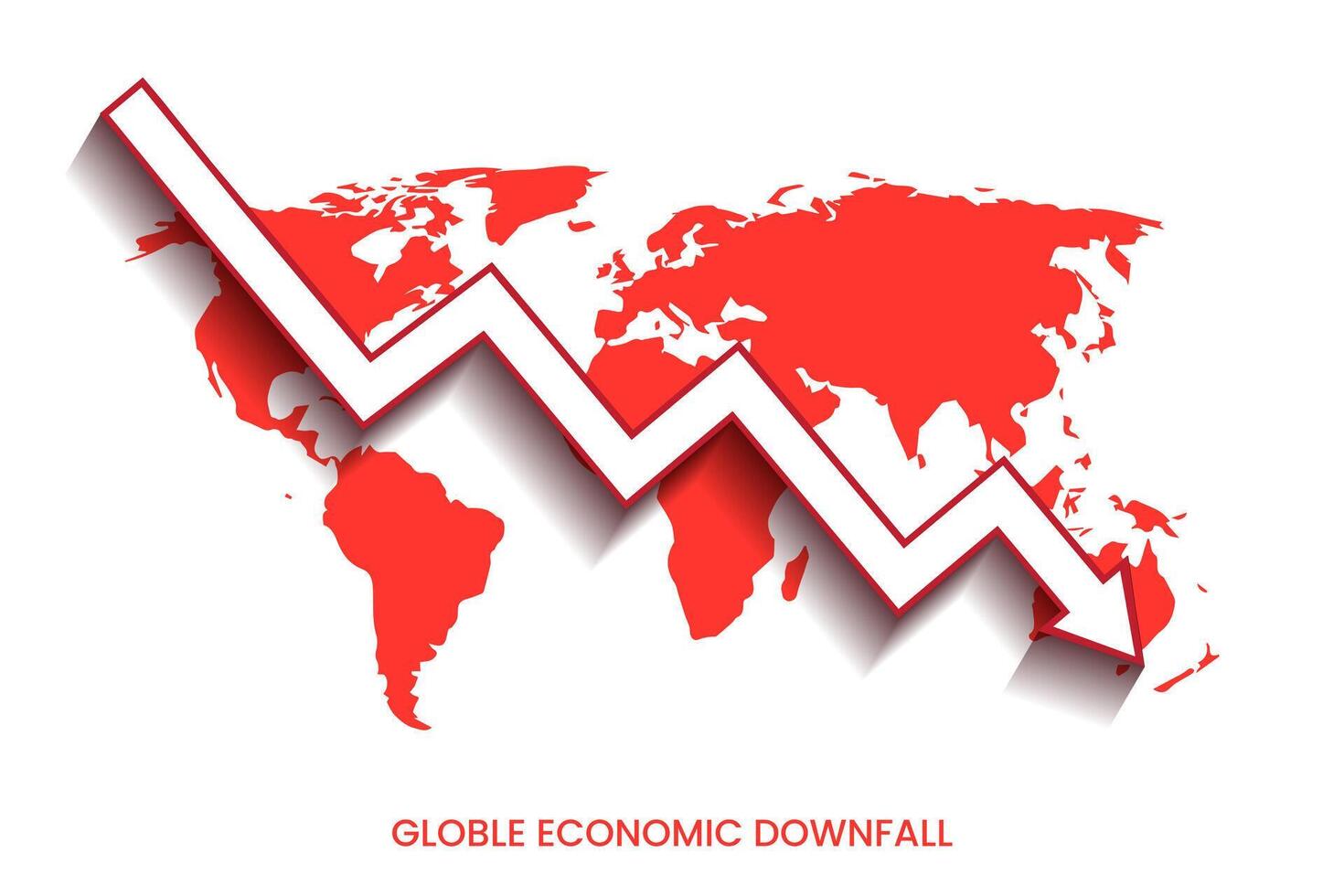 world economy recession stock market financial downfall vector