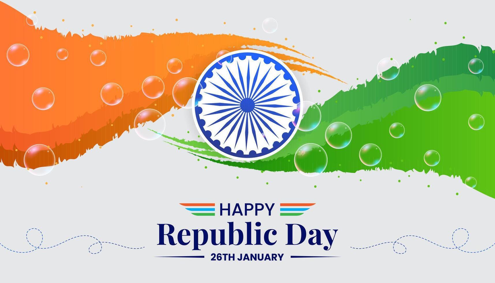 26 january republic day of india celebration greeting with wavy indian flag vector