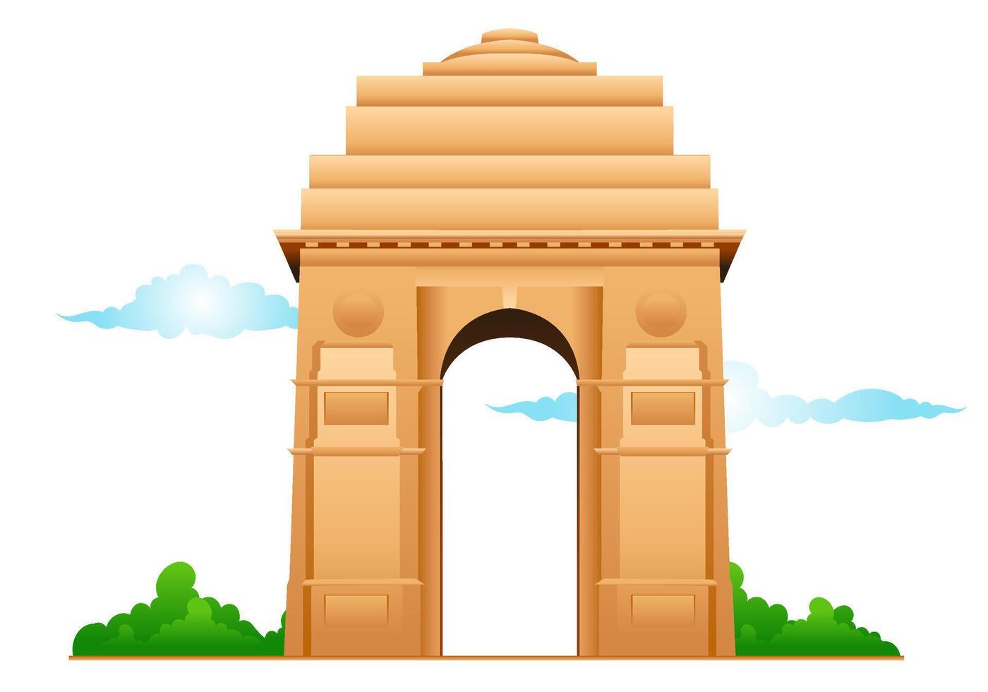 india gate in delhi rajpath vector