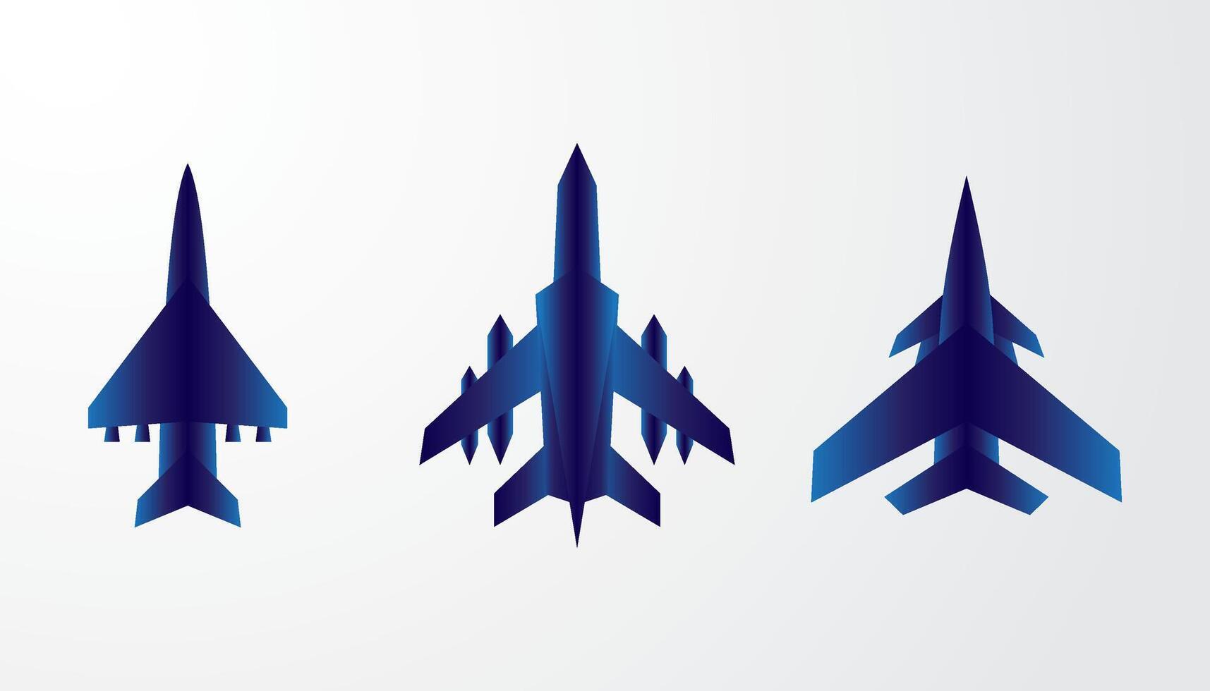 set of fighter jet airplane vector