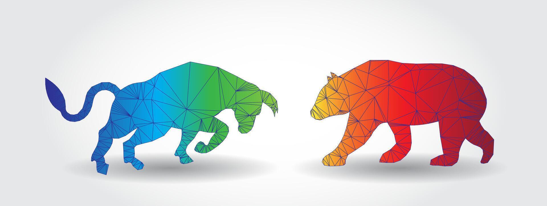 triangular bear and bull fight stock market vector
