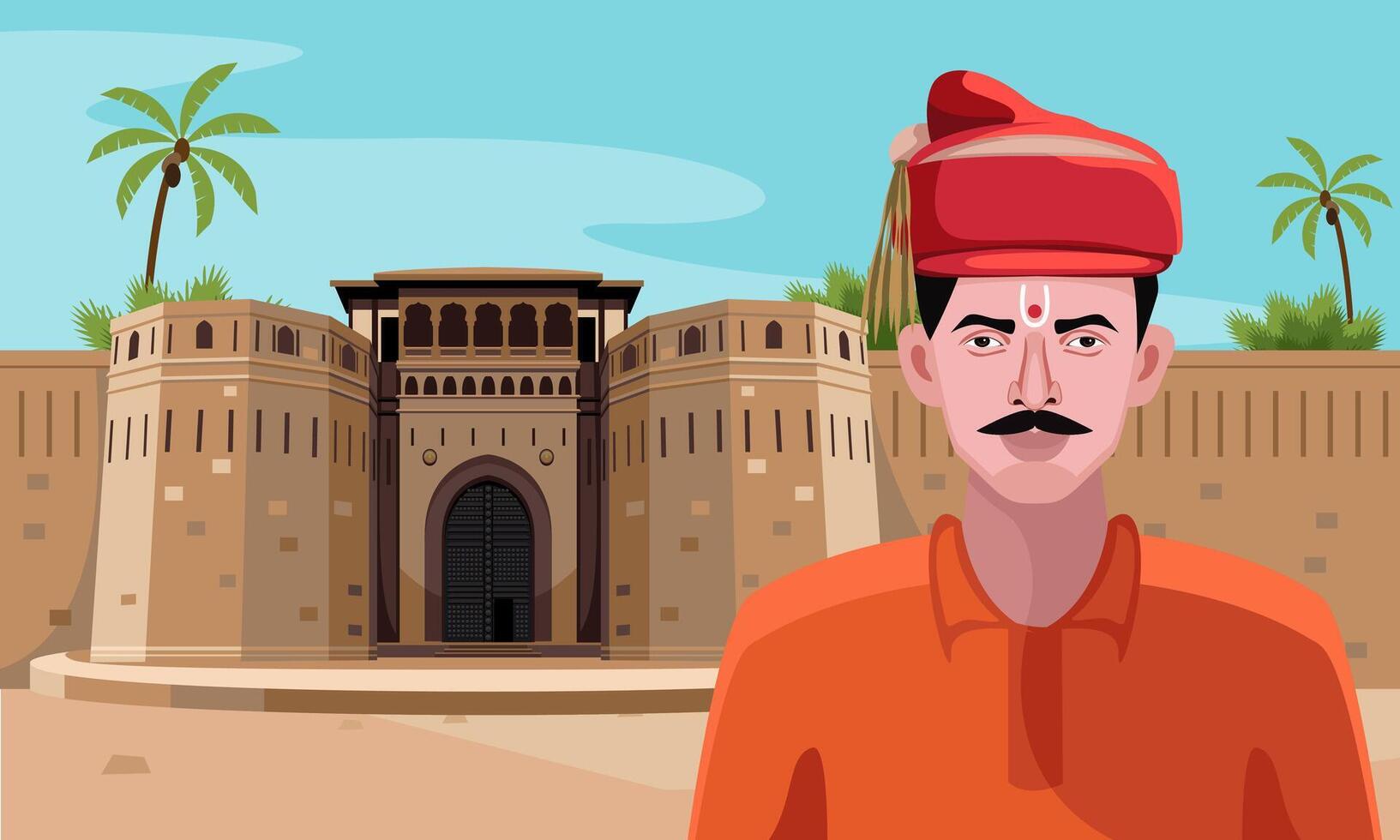 shaniwar wada pune con puneri pagadi hombre vector