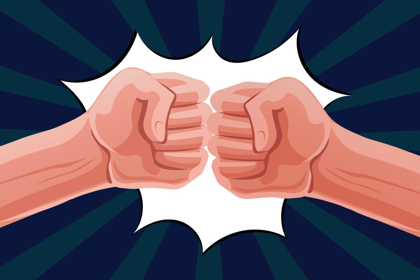 clenched fists bumping, fighting each other vector