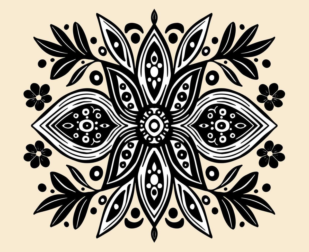 abstract geometric symmetrical floral decorative design vector