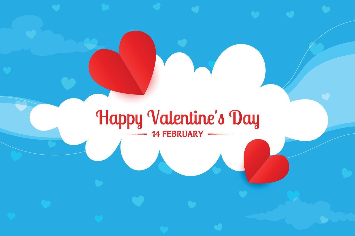 happy valentines day greeting with hearts in sky background vector