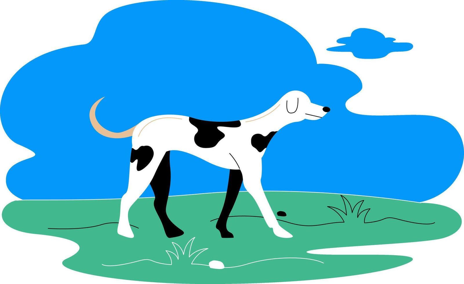 black and white dog walking vector