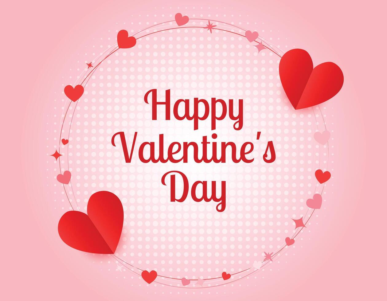 happy valentines day greeting with hearts with minimal pink background vector