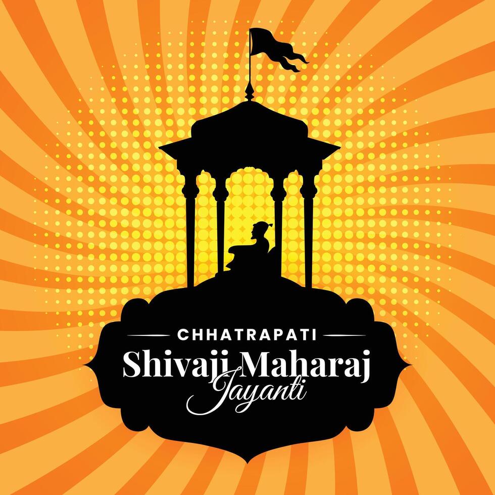 Chhatrapati Shivaji Maharaj Jayanti greeting, great Indian Maratha king vector