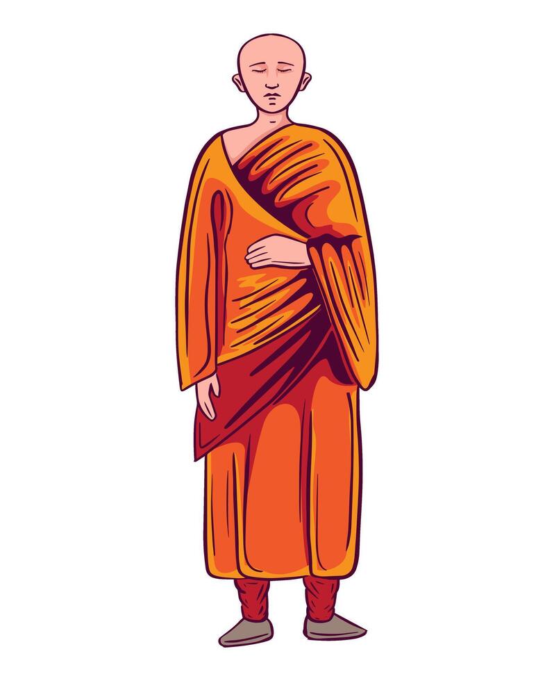 buddhist monk standing vector