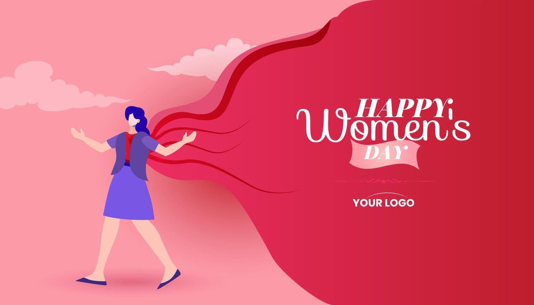 woman with cape International Women's day 8th March celebration background template vector