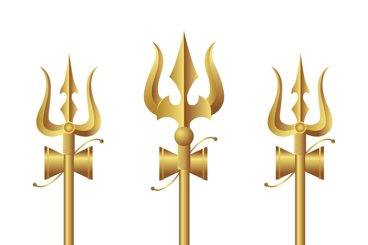lord shiva weapon golden trishul vector