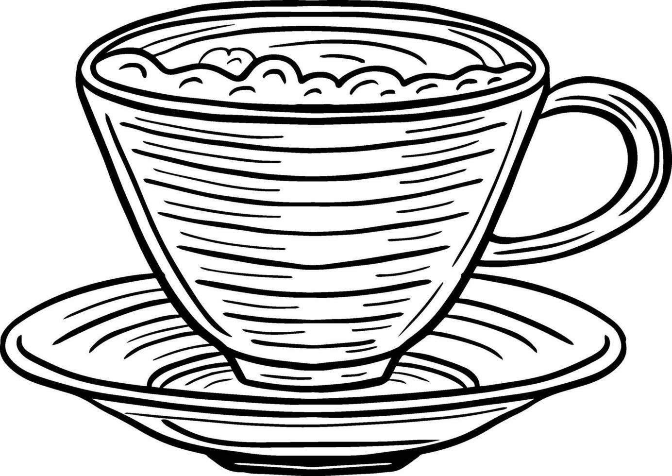 cup of hot drink tea or coffee hand drawn engraved sketch drawing vector