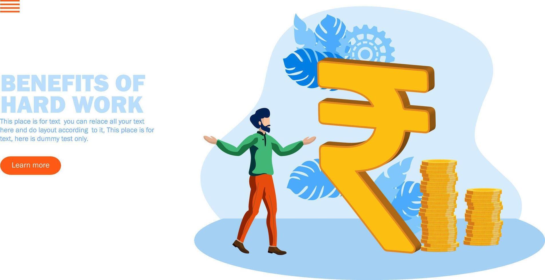 person looking at rupee sign  with coins concept vector illustration