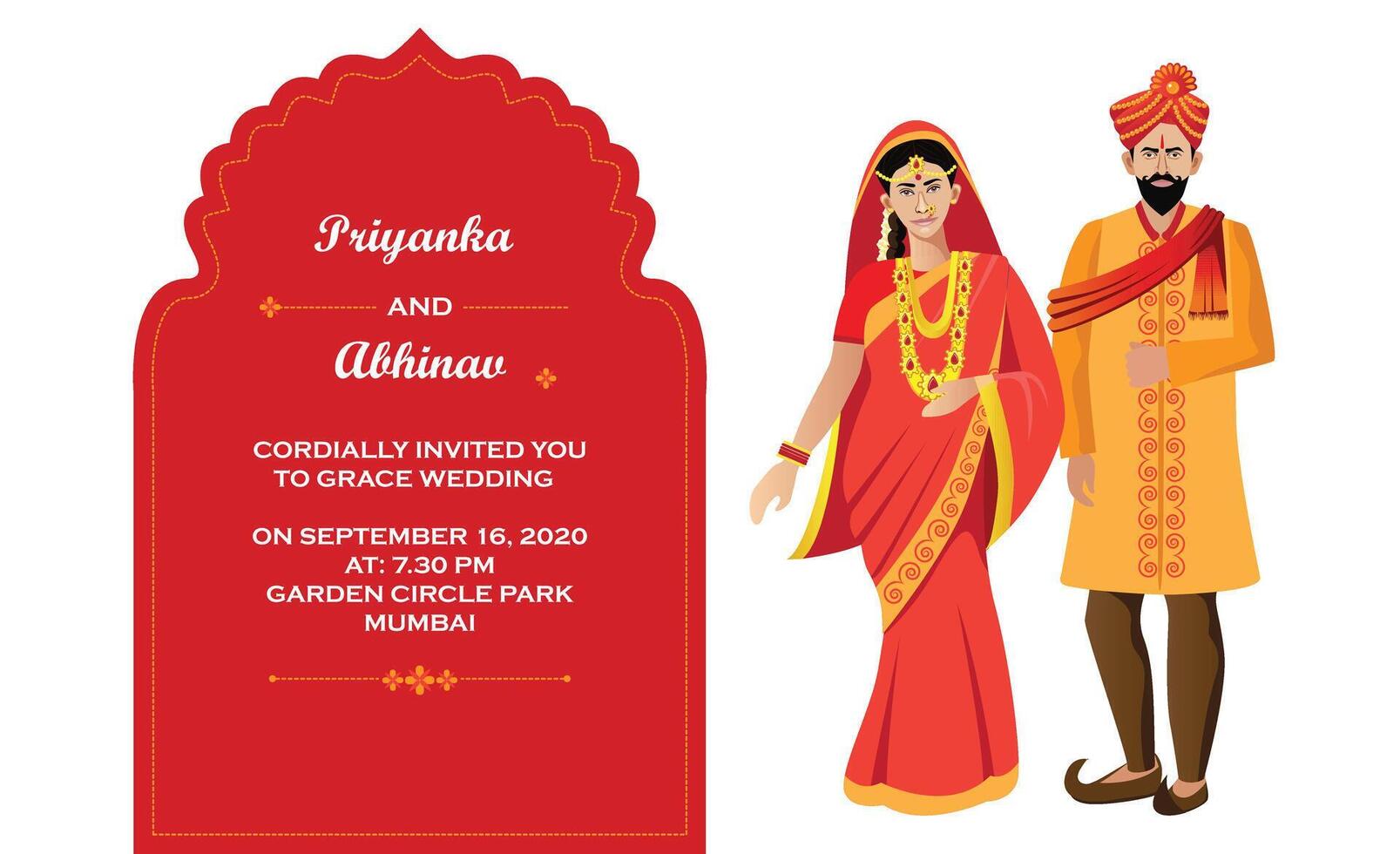 indian hindu wedding invitation card  template vector