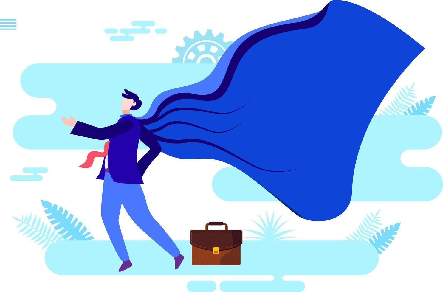 Business man standing in superhero cape vector