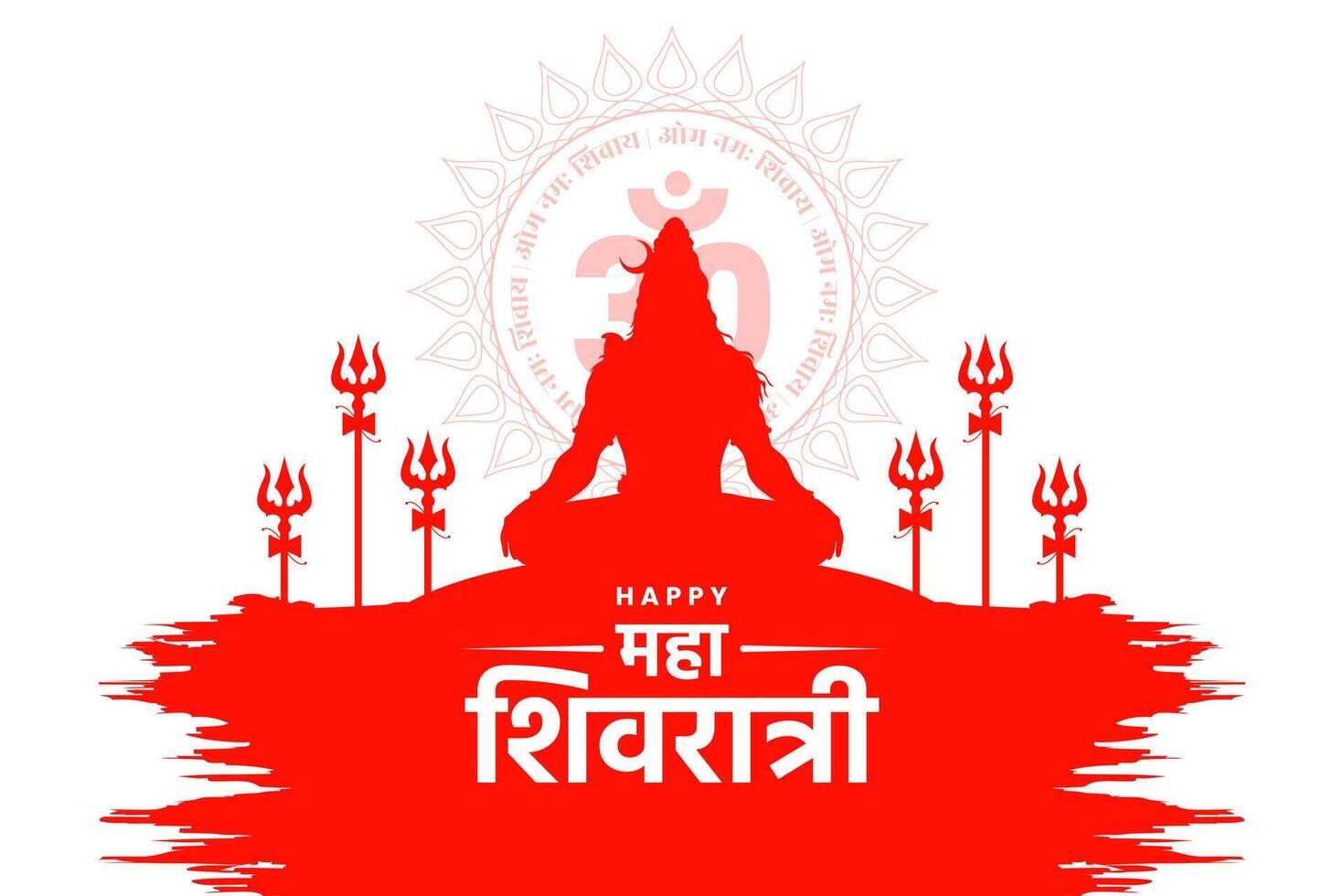 Maha Shivratri festival blessing card design with shiva and trishul template vector