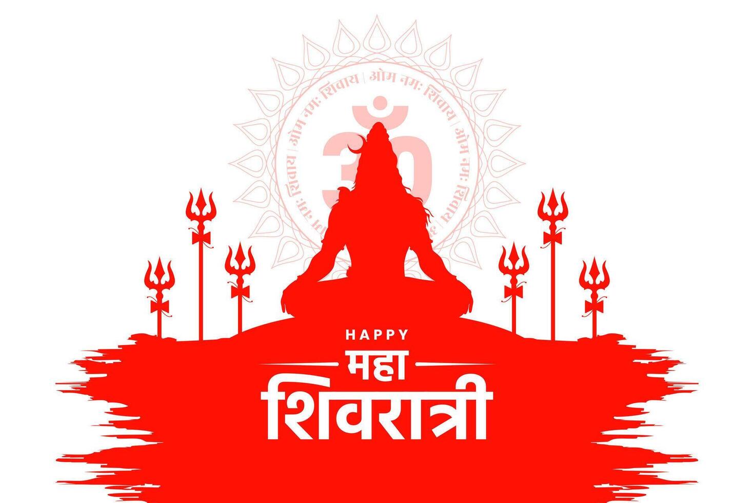 Maha Shivratri festival blessing card design with shiva and trishul template vector