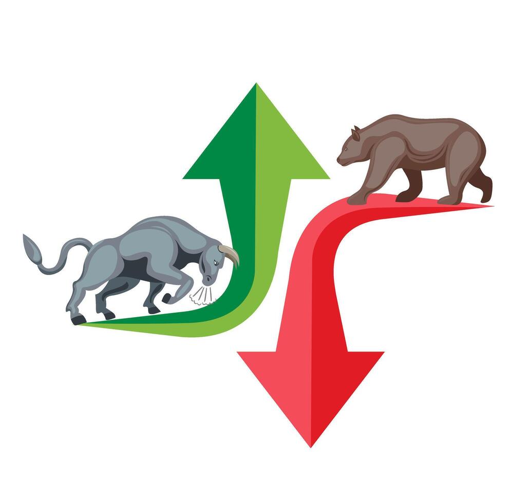 oso y toro valores mercado concepto vector