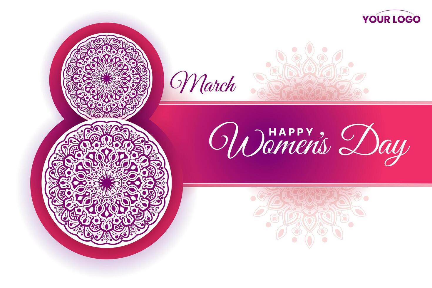 International Women's day 8th March celebration background template with mandala design vector