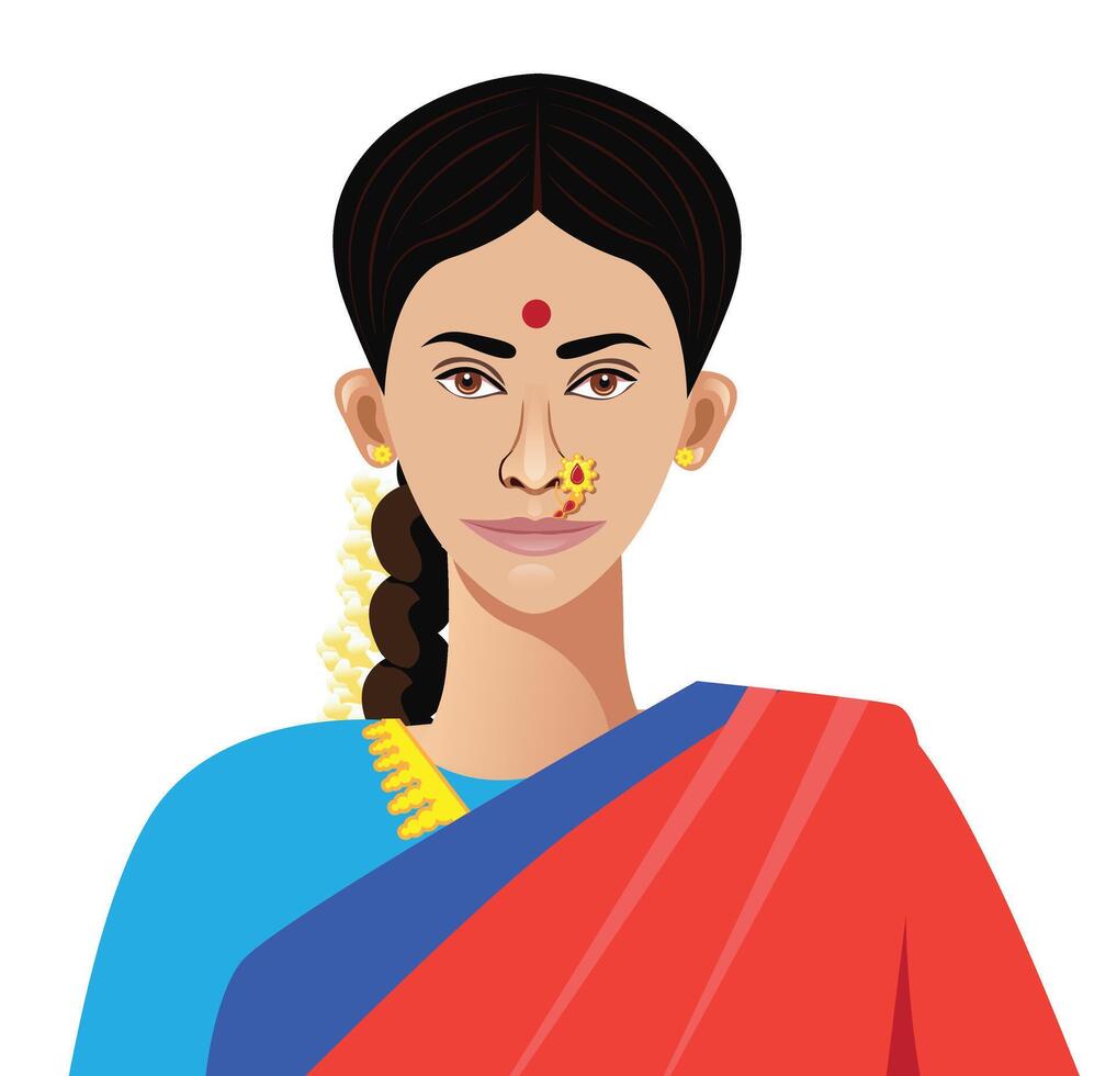 indian maharastrian woman close up vector