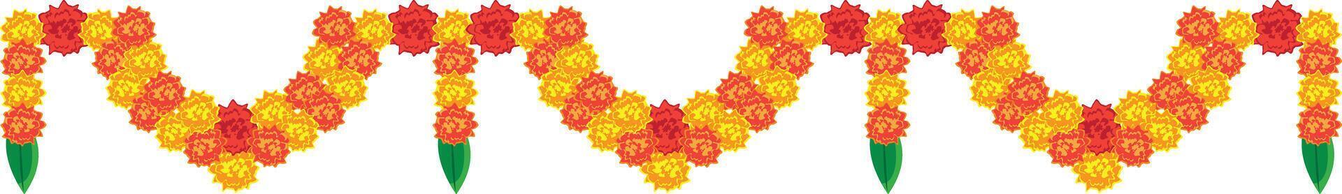 indian marigold garland, toran design, flower bunting vector
