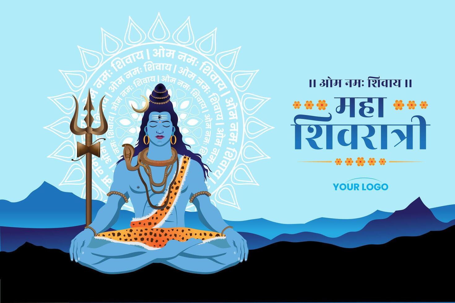religious Maha Shivratri festival blessing card design template vector