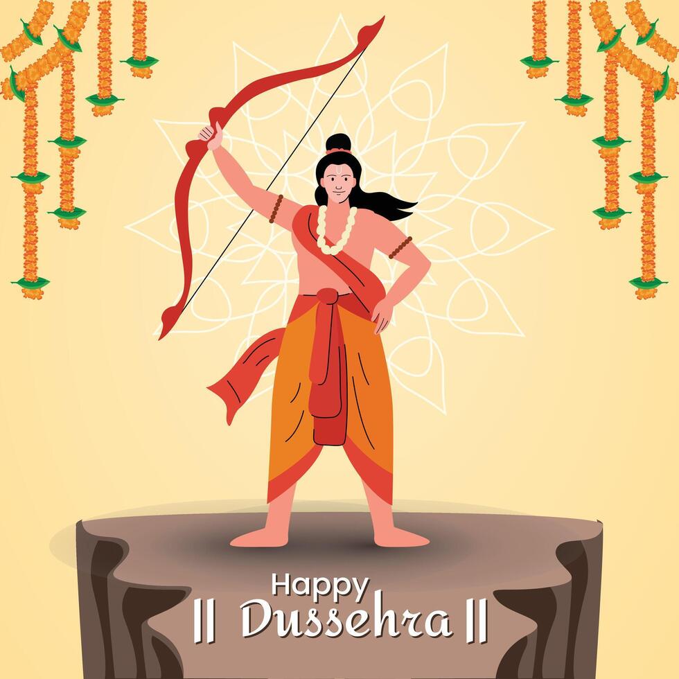 happy dussehra, greeting, wishes india hindu festival vector