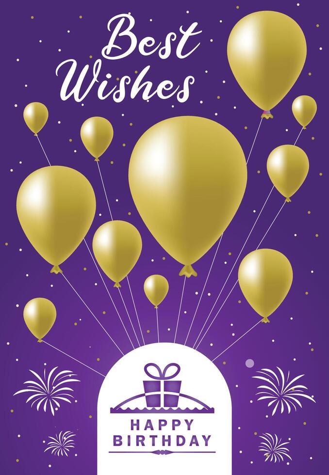 best wishes balloon happy birthday decorative card vector