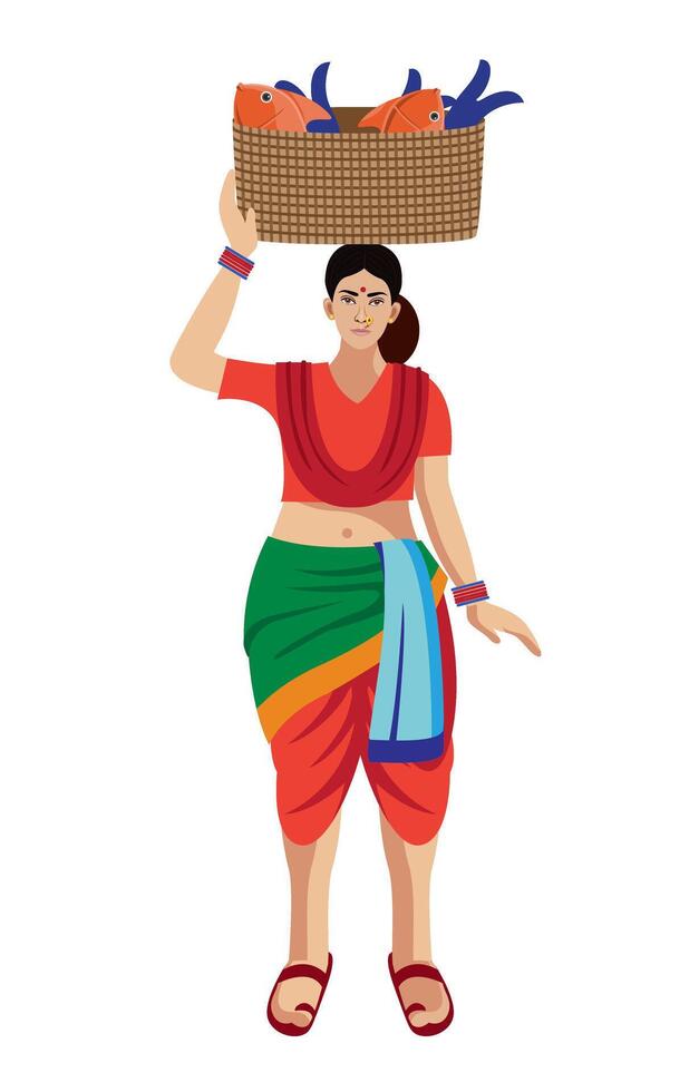 maharashtra, mumbai fisher woman vector