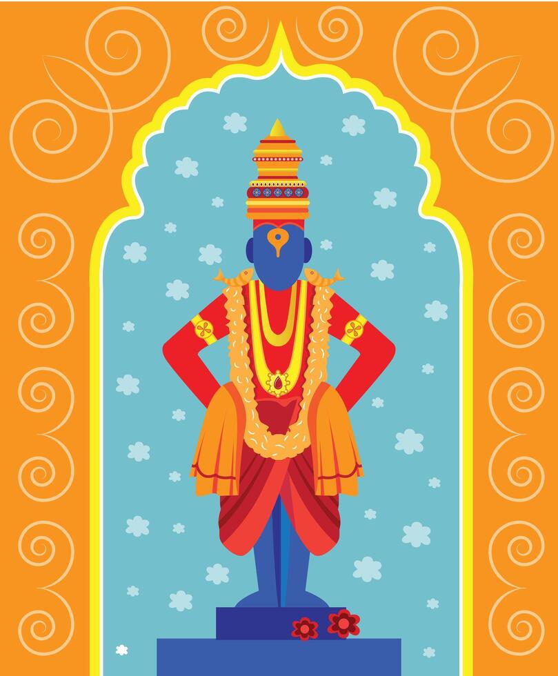 indian god vitthal - pandurang with decorative element vector