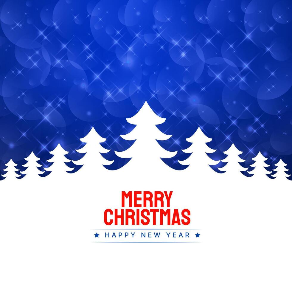 blue merry christmas trees with snowflakes background vector