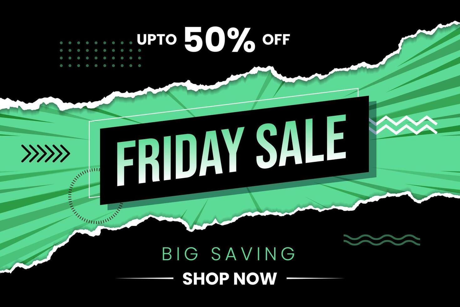 promotional banner for  friday sale with ripped torn paper memphis style vector