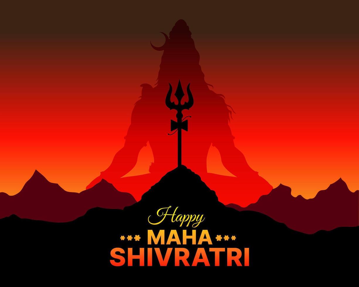 Maha Shivratri festival blessings card design kailash mountain background template vector