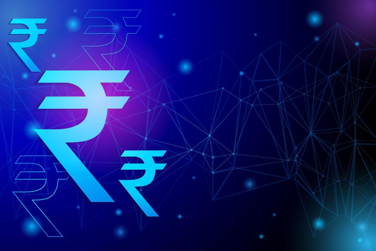 digital rupee indian currency technology background vector