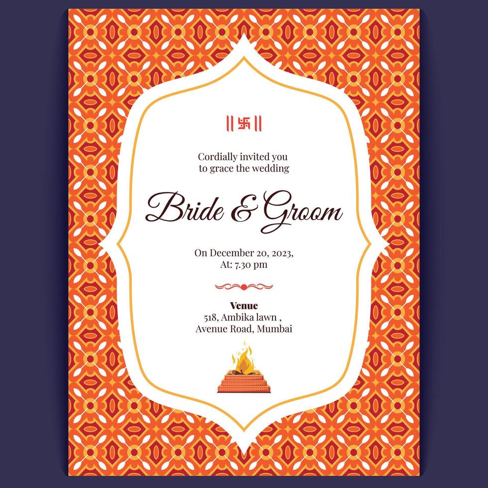indian wedding card design, wedding invitation template vector
