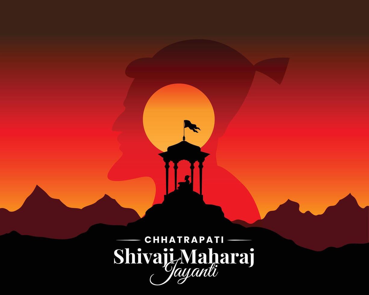 Chhatrapati Shivaji Maharaj Jayanti greeting, great Indian Maratha king vector