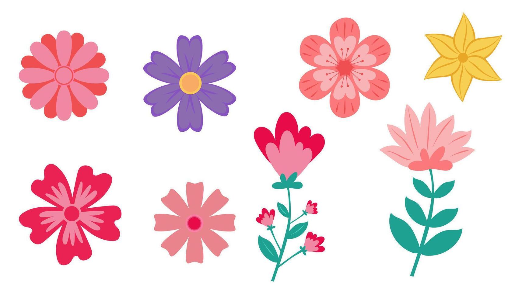 set of spring flower collection flat design vector