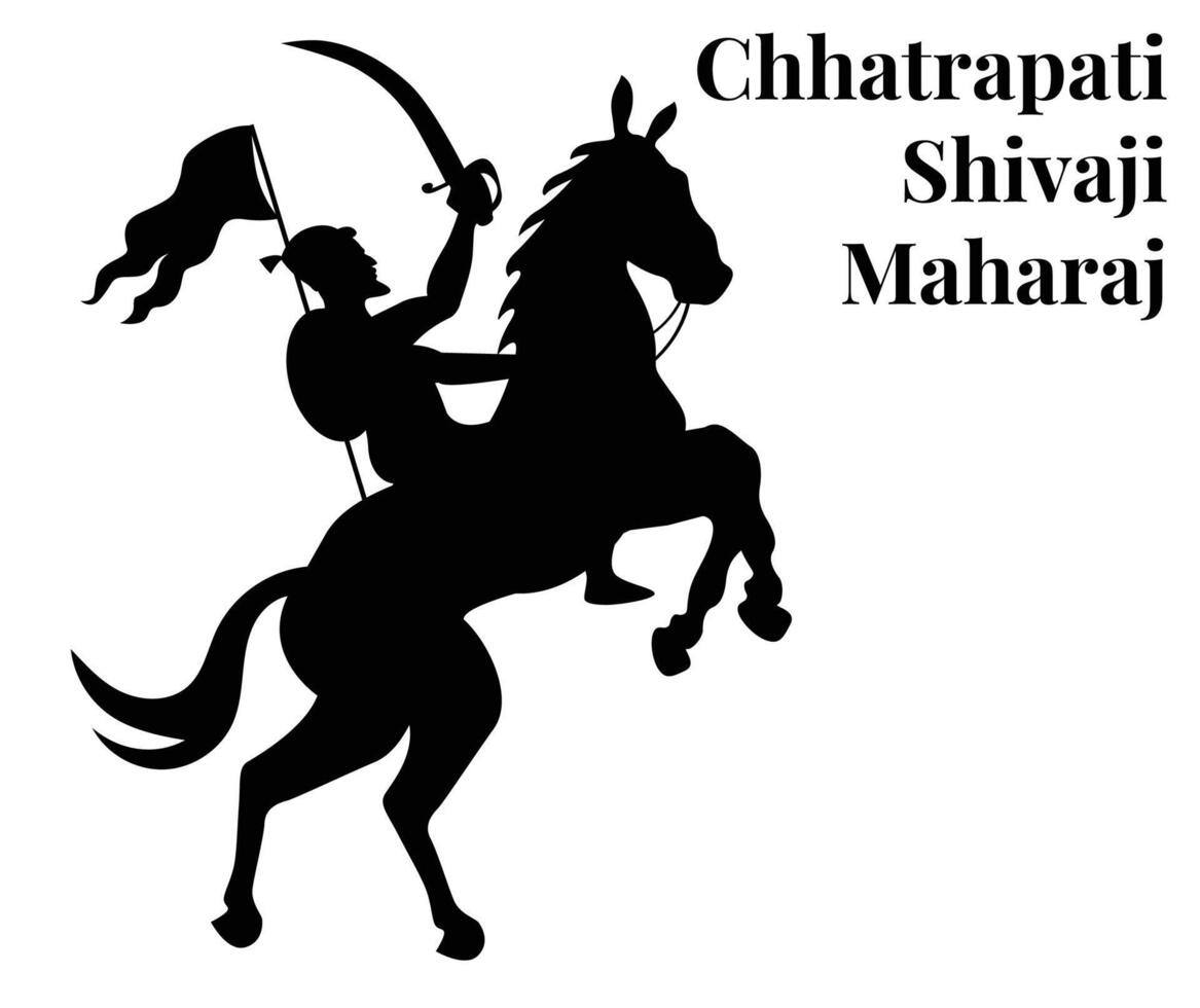 silhouette of chhatrapati shivaji maharaj, indian maratha king vector