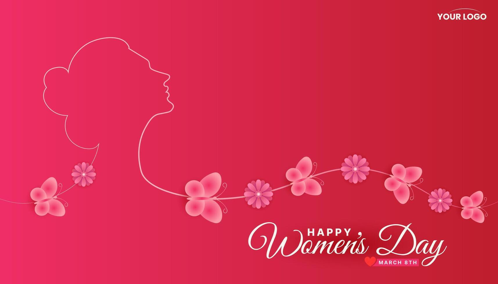 International Women's Day 8th March celebration background template with text placing space vector