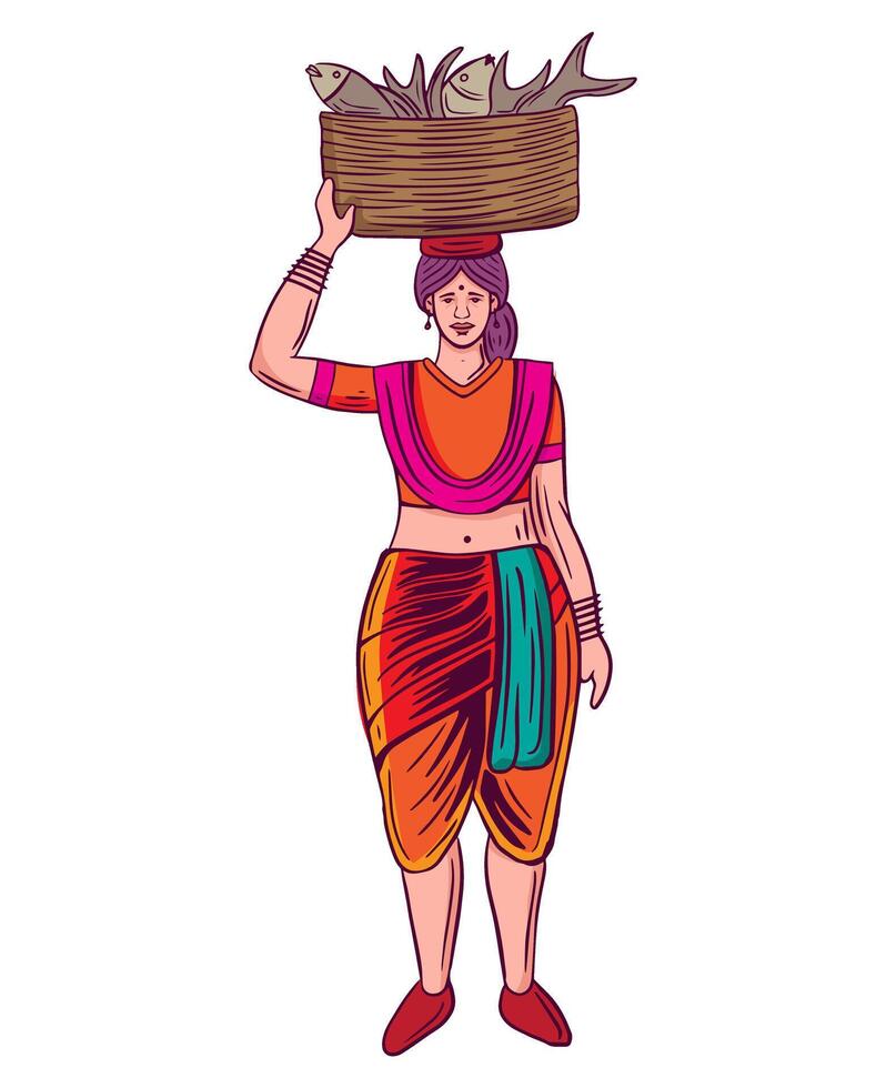 mumbai fisher woman vector