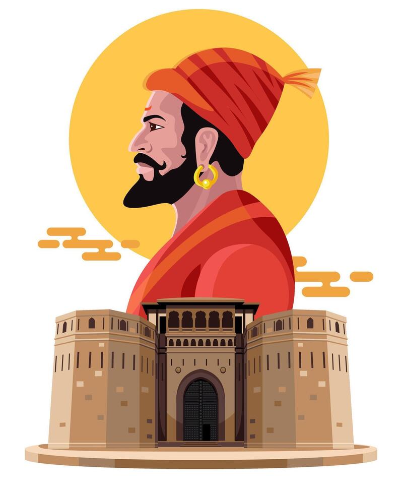 shivaji maharaj y shaniwar wada fuerte Maharashtra vector