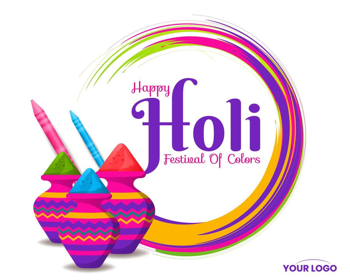 vistoso contento holi hindú festival celebracion antecedentes saludo con color chapoteo vector